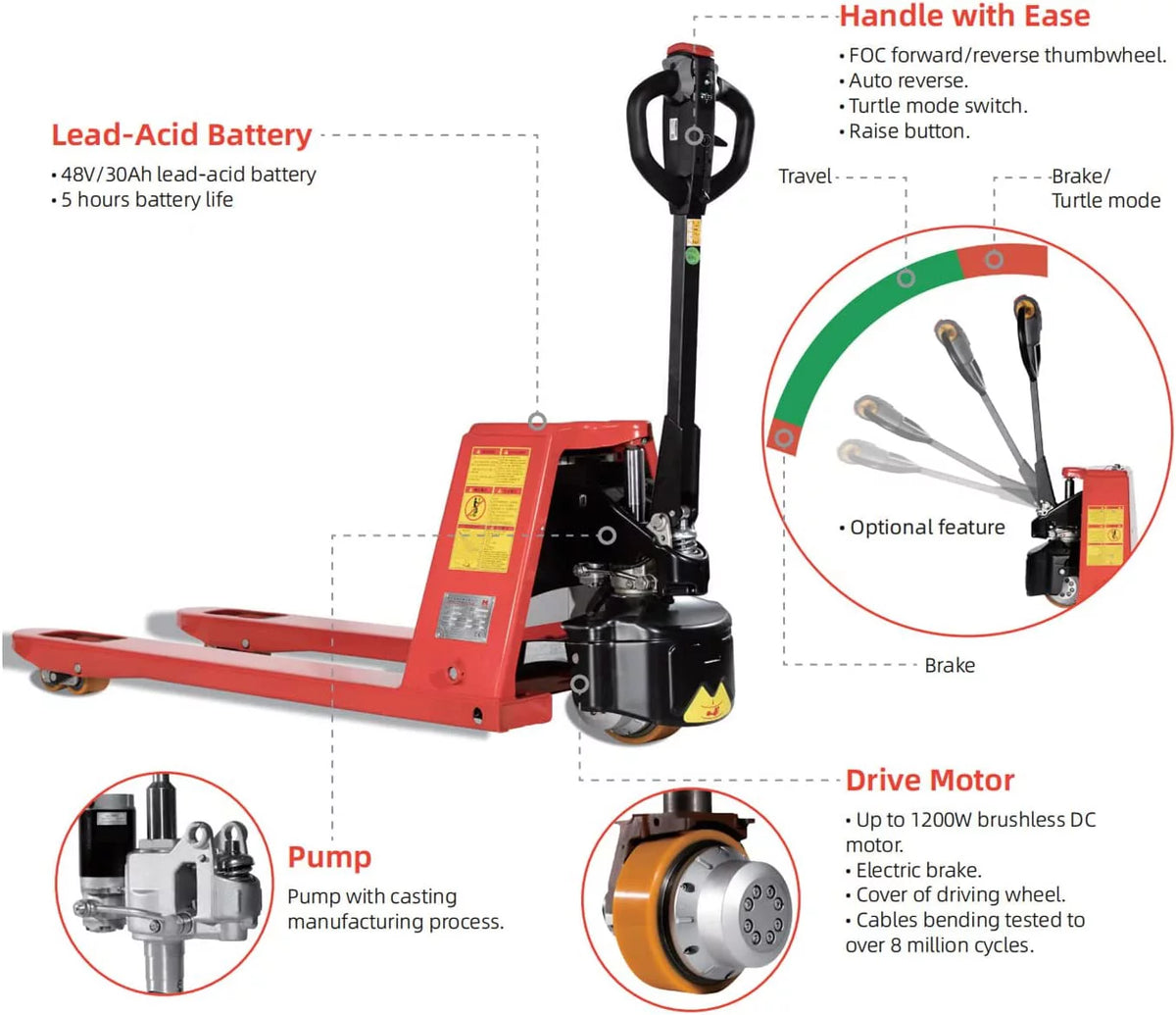 Semi Electric Pallet Jack 4400lbs Capacity Z849470