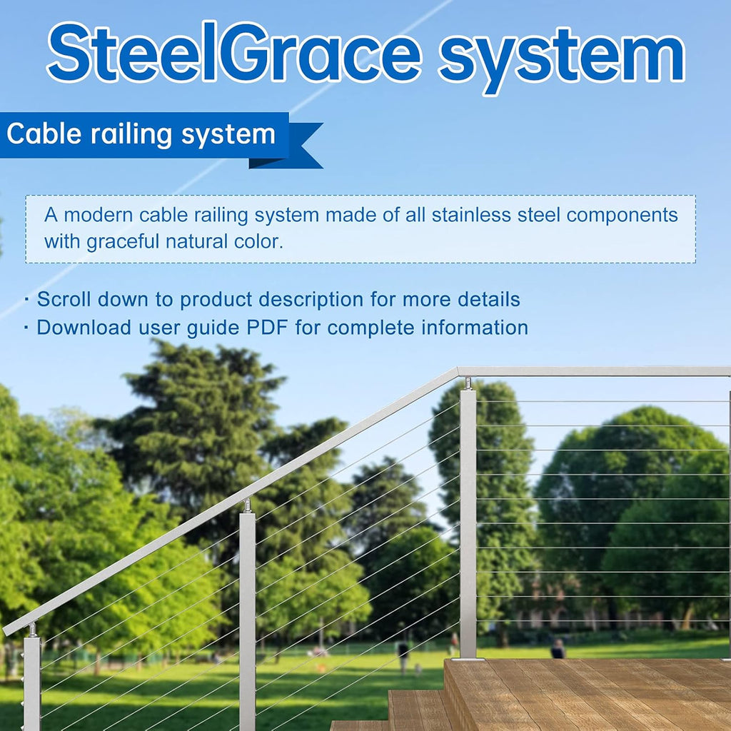 Black Stainless Steel Cable Railing Kit Hardware for 1/8 Wire Rope W352920