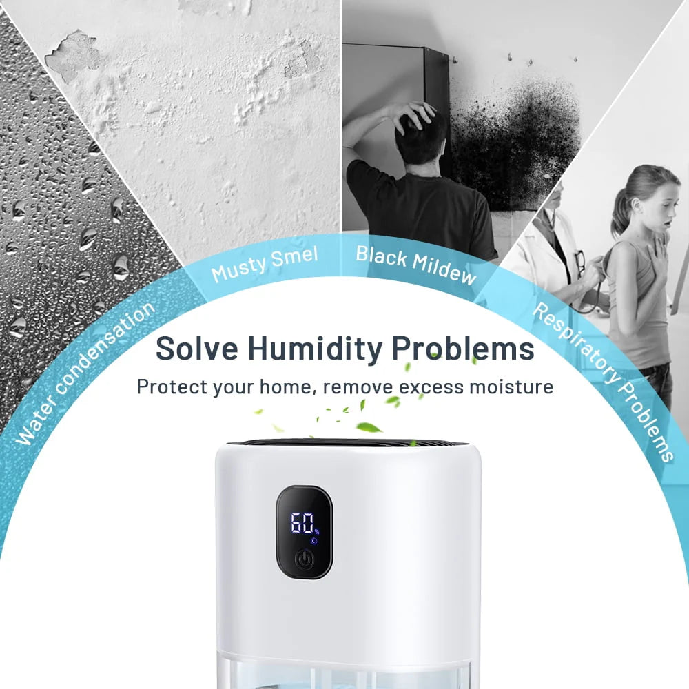 1000ml Portable Dehumidifier, Auto Defrost, Ultra Quiet, Auto Power Off, White U827