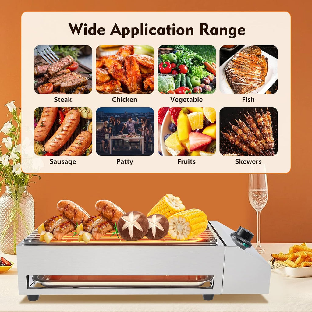 Electric Grill with Adjustable Temperature Control 572°F, 110V 1800W, Nonstick Cooking Surface N62841