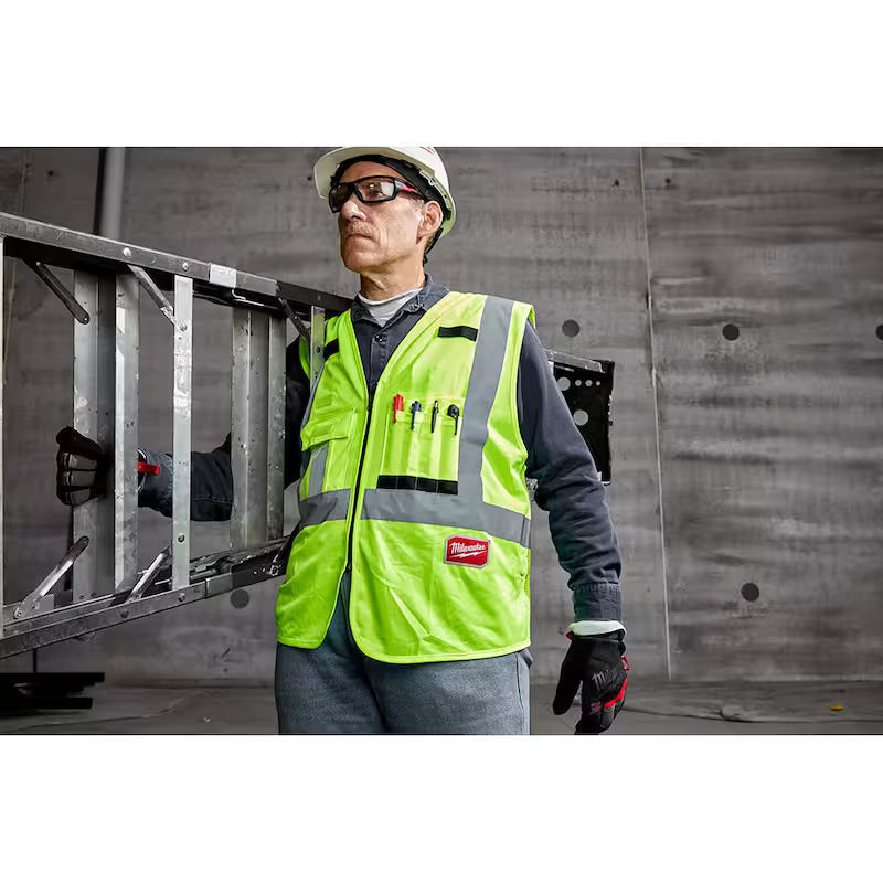 Orange Class 2 High Visibility Safety Vest with 10 Pockets 4-Pack E718