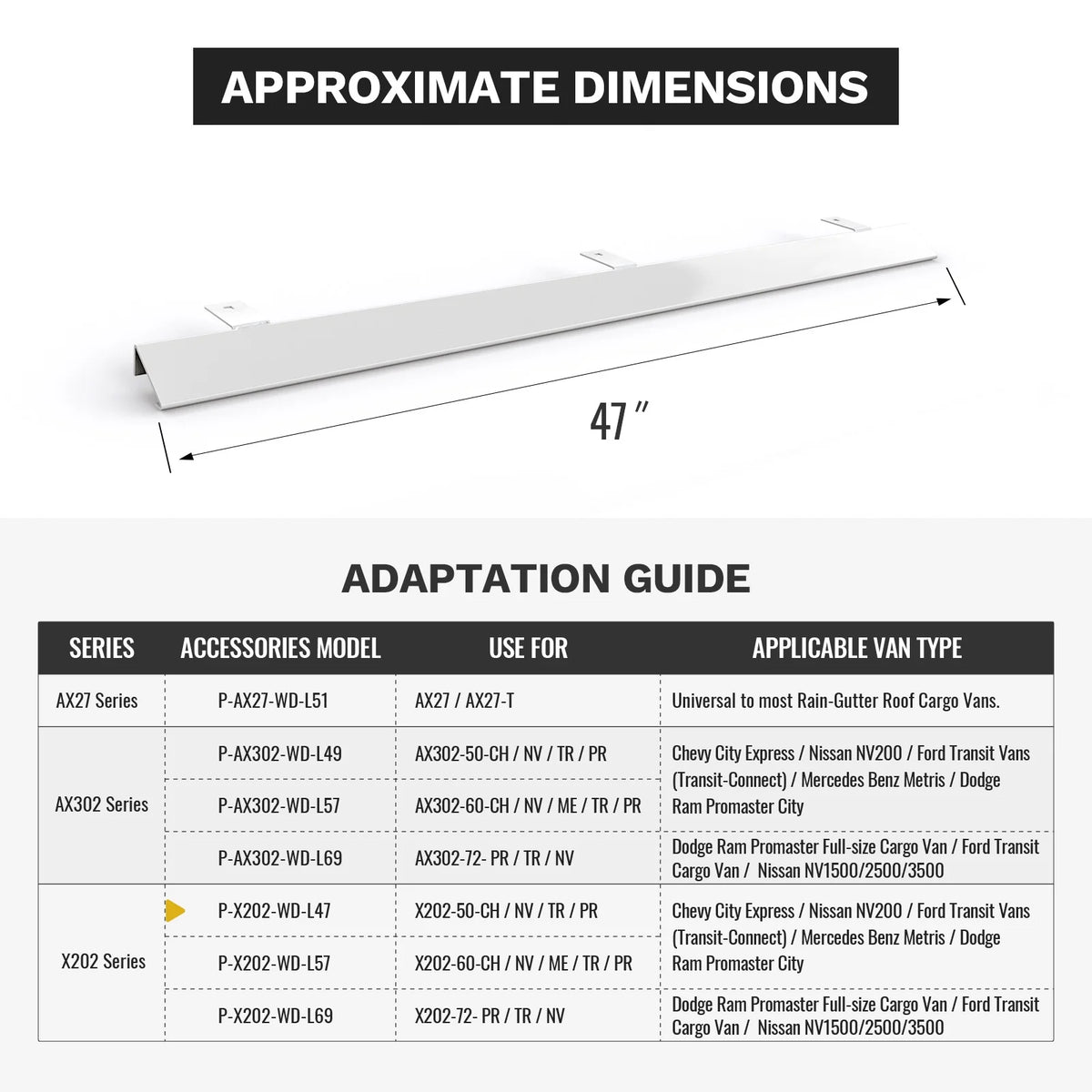 White Van Ladder Rack Wind Deflector A60242
