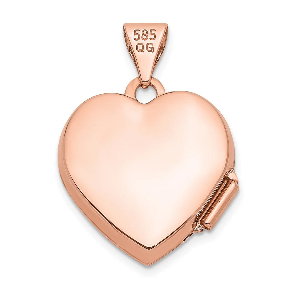 14K Rose Gold Textured Heart Locket Pendant H27259