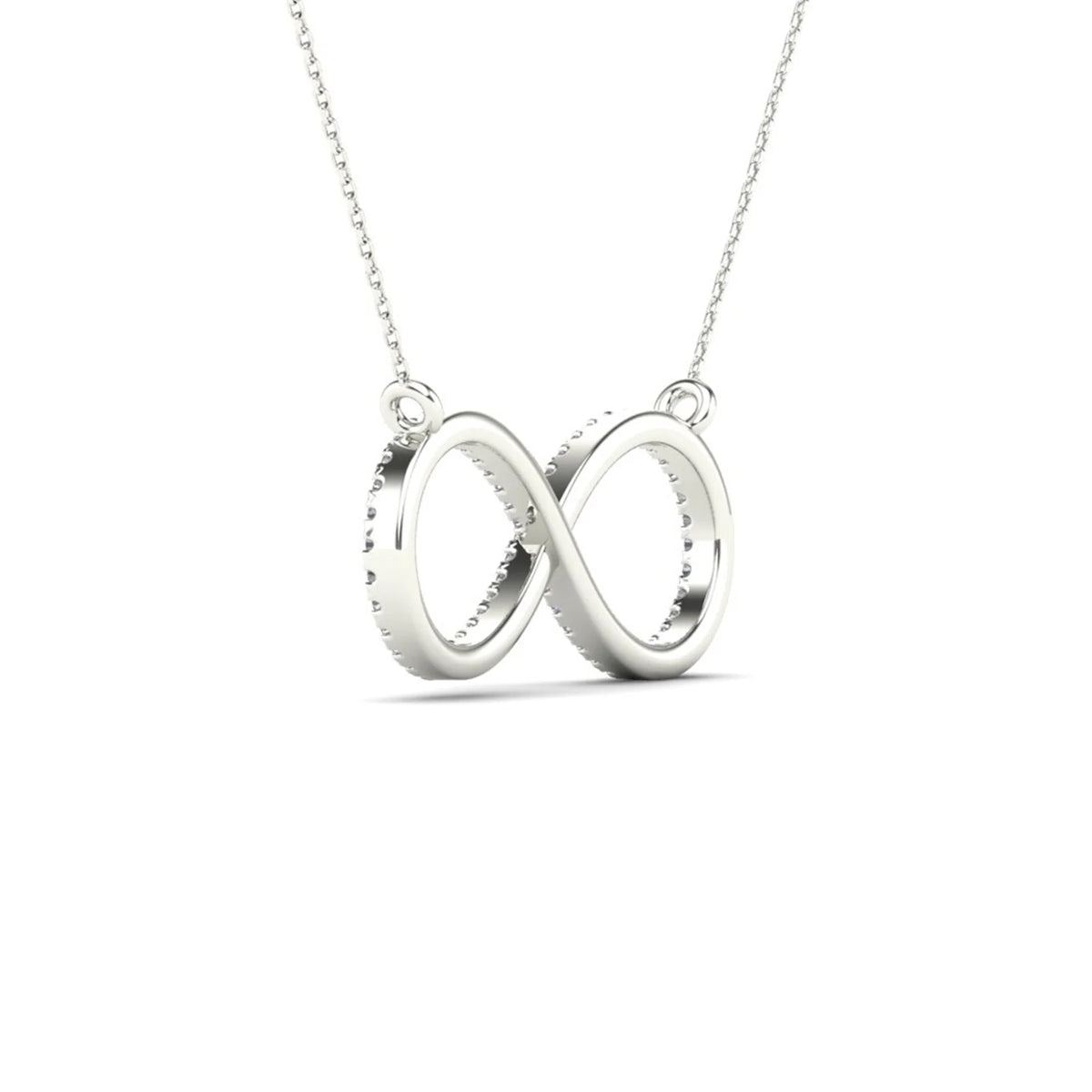 14K Real Solid Gold Diamond Infinity Necklace J7486