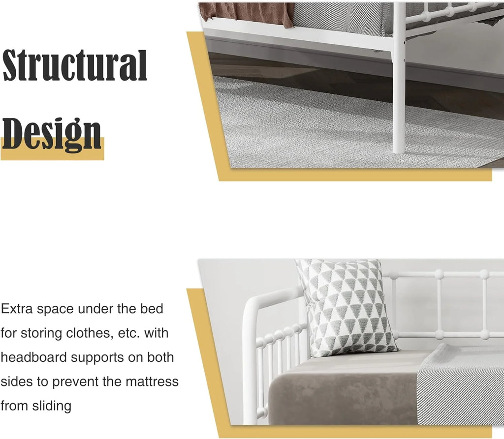 White Metal Twin Daybed Frame E538