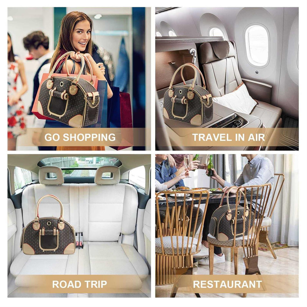 Fashion Pu Leather Dog Carrier Handbag Purse Cat Tote Bag P3863