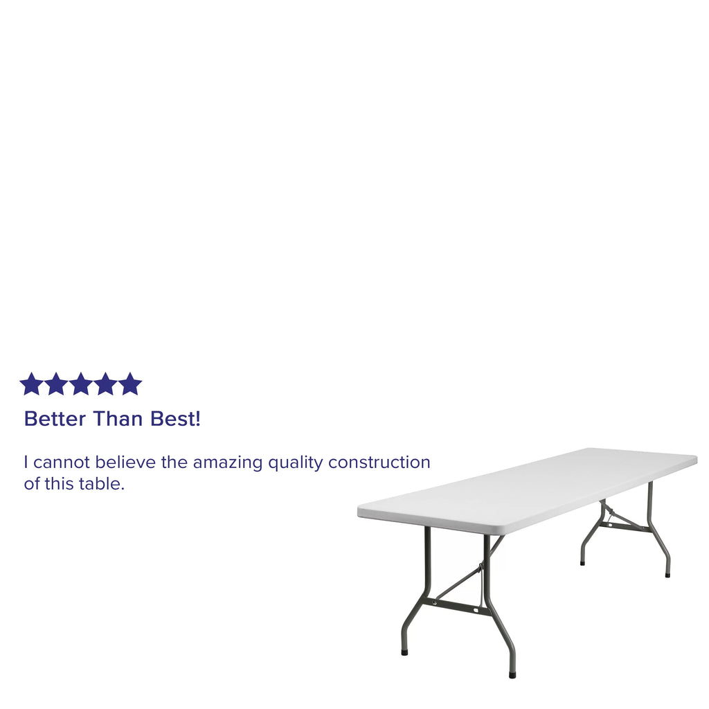 8-Foot Granite White Plastic Folding Table E995230
