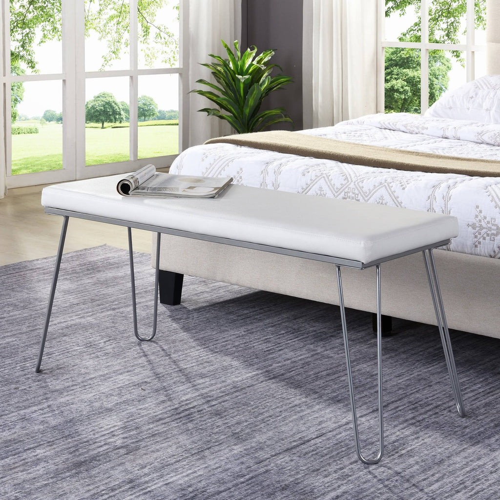 Silver / White Long Bench D715776