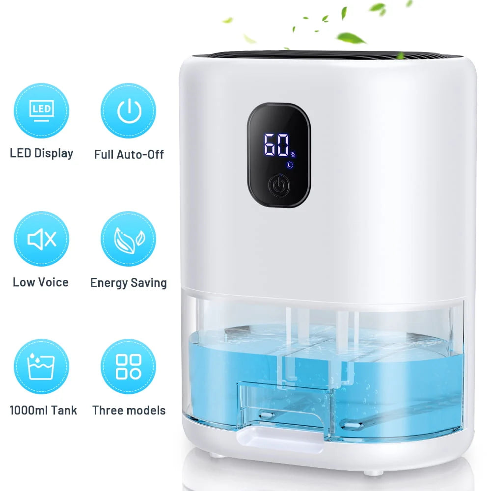 1000ml Portable Dehumidifier, Auto Defrost, Ultra Quiet, Auto Power Off, White U827