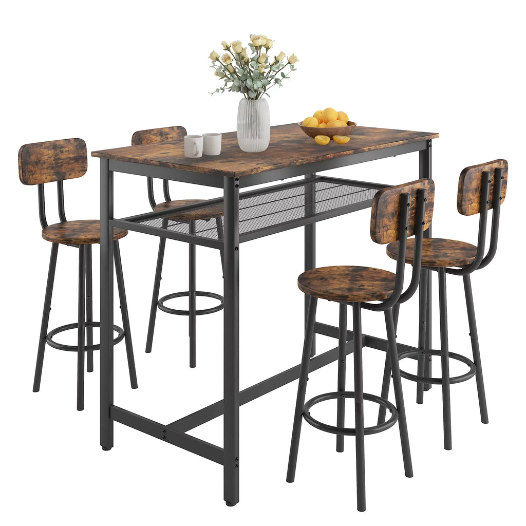 Brown 5 Piece Counter Height Dining Table and Chairs Set O4970