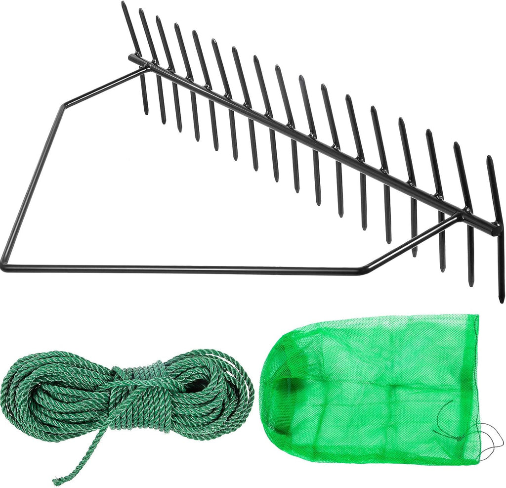 32 Inch Double Sided Aquatic Weed Rake with 66ft Rope E44010