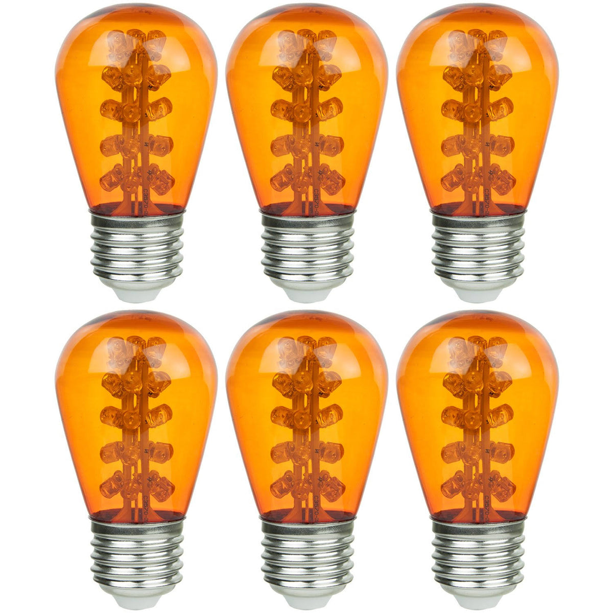 1.1W Amber Decorative S14 String Light Bulbs, Medium (E26) Base, 6 Pack A8233