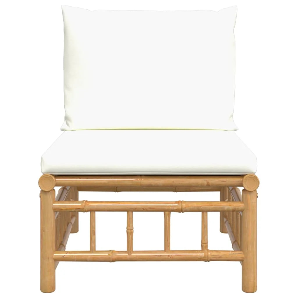 Bamboo Patio Sofa with White Cushions M48517
