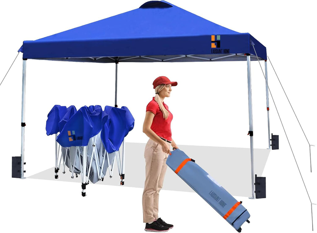 10FTx10FT Blue Pop Up Canopy Tent with Roller Bag Y421624