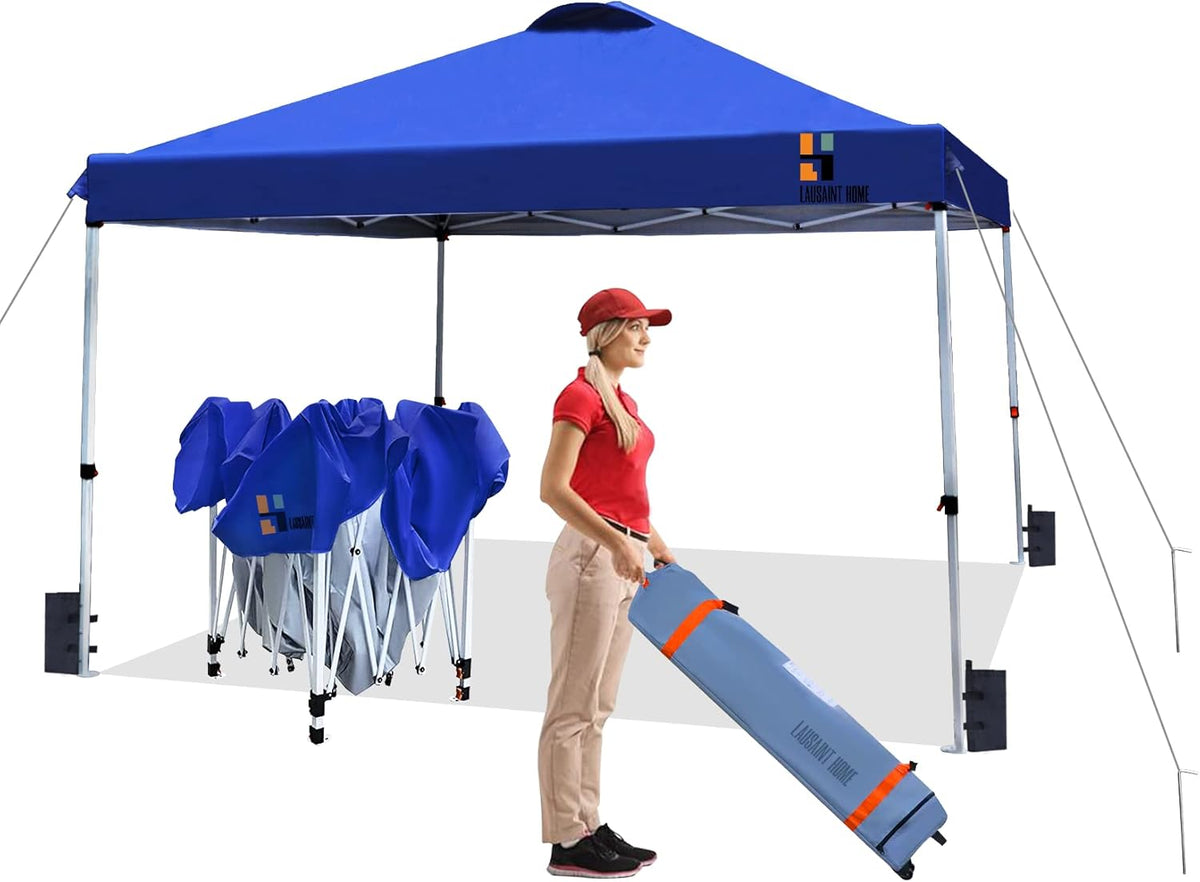 10FTx10FT Blue Pop Up Canopy Tent with Roller Bag Y421624
