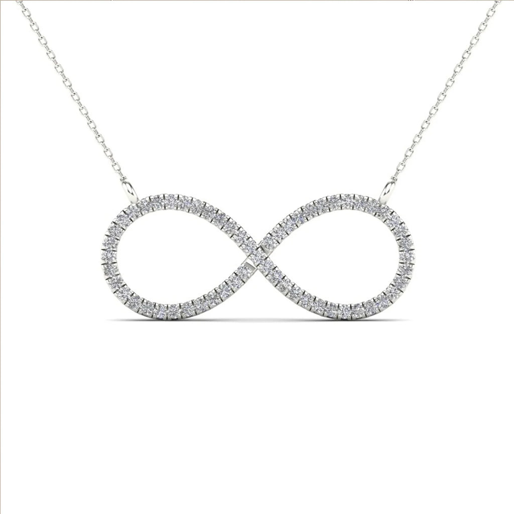 14K Real Solid Gold Diamond Infinity Necklace J7486