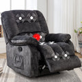 Gray Fabric Manual Recliner Chairs with Massage and Heat R30856