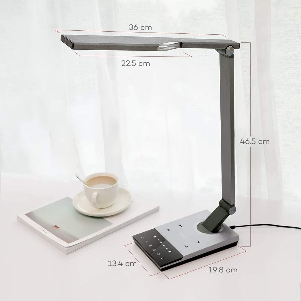 Metal LED Desk Lamp with Fast Wireless Charger, 5V/2A USB Port, Touch Control J4605