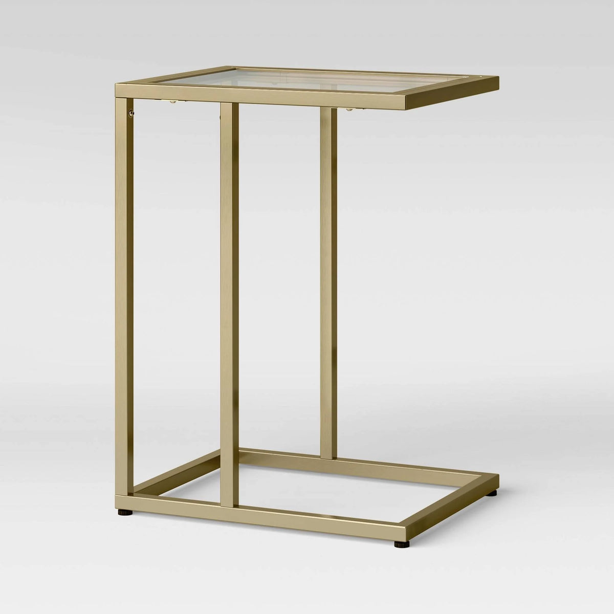 Glass Top C Table with Brass Base P2932