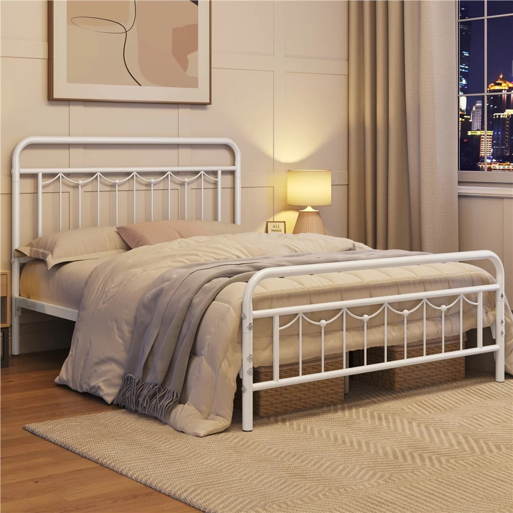 Twin Metal Platform Bed with Headboard and Footboard V35559