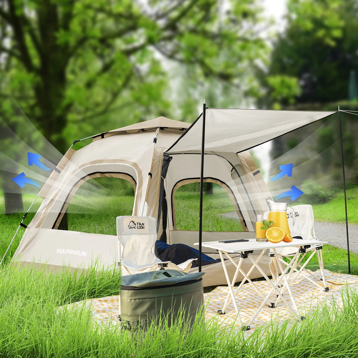 6-8 Person Waterproof Tent with Rain Fly and Carrying Bag P204719