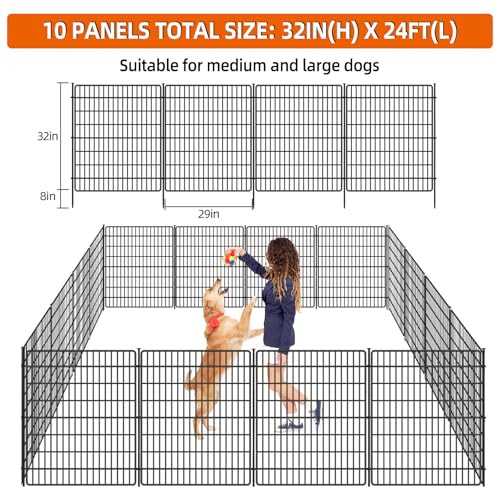 32 in x 36 ft Black Metal Garden Fence with Gate H866