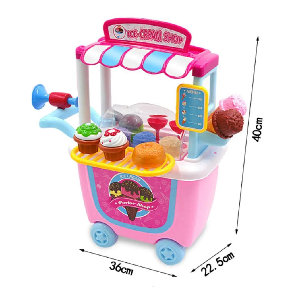 Cream Candy Cart Food Dessert and Cash Trolley Set Toy with Music and Lighting L53970