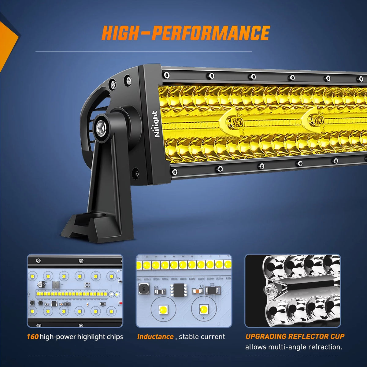 Amber 22 Inch 480W Triple Row LED Light Bar Z163988