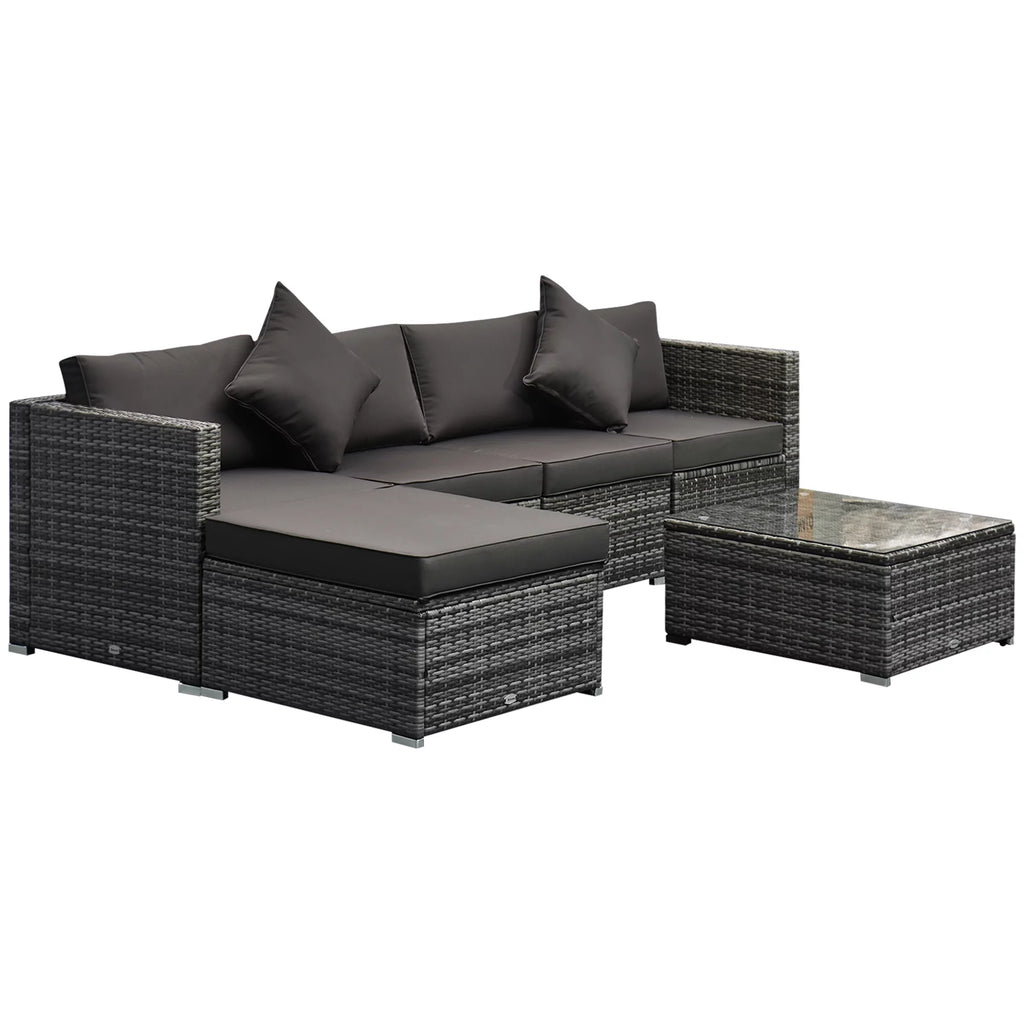 6-Piece Outdoor Patio Rattan Wicker Furniture Set with Cushion A57542