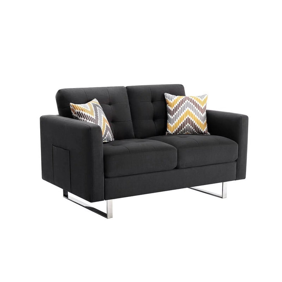 Light Gray Linen Loveseat Chair with Metal Legs U4099