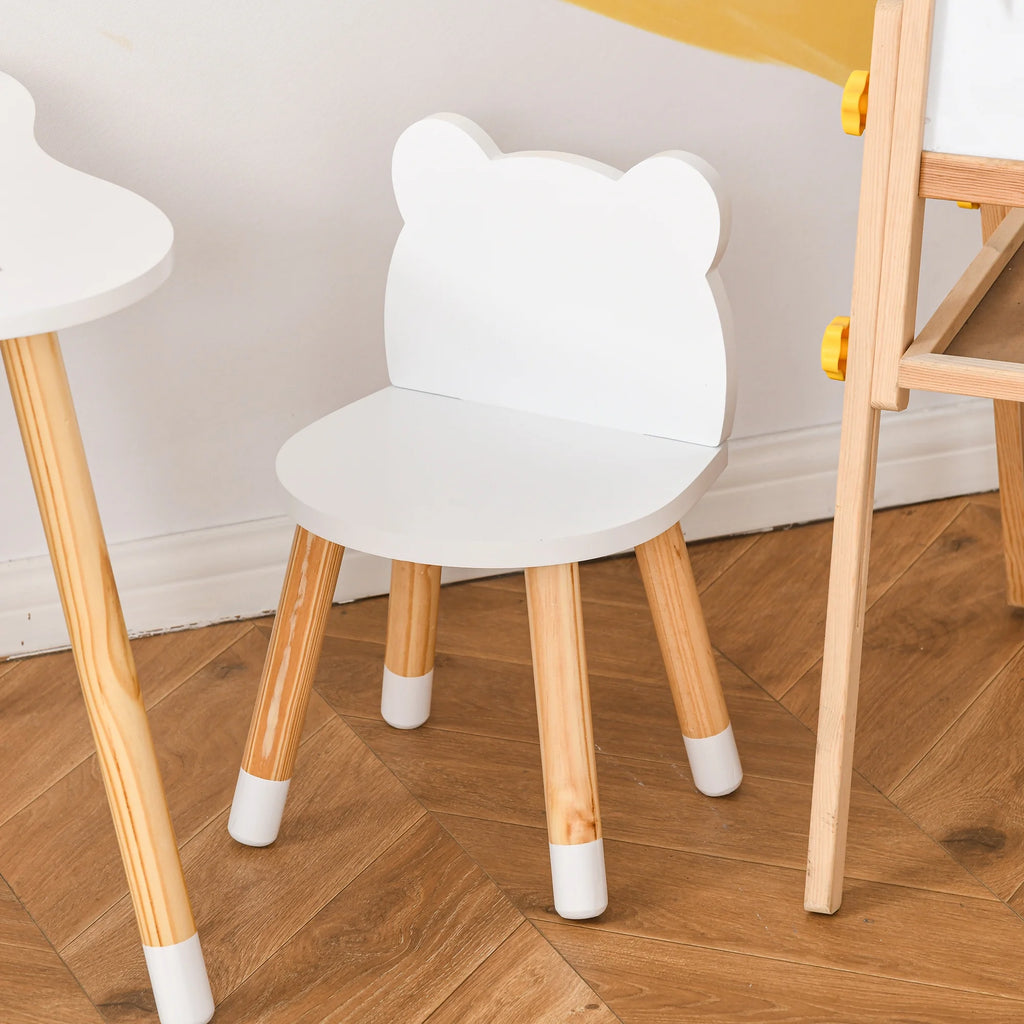 White Wooden Kids Table and 2 Chairs Set K13948