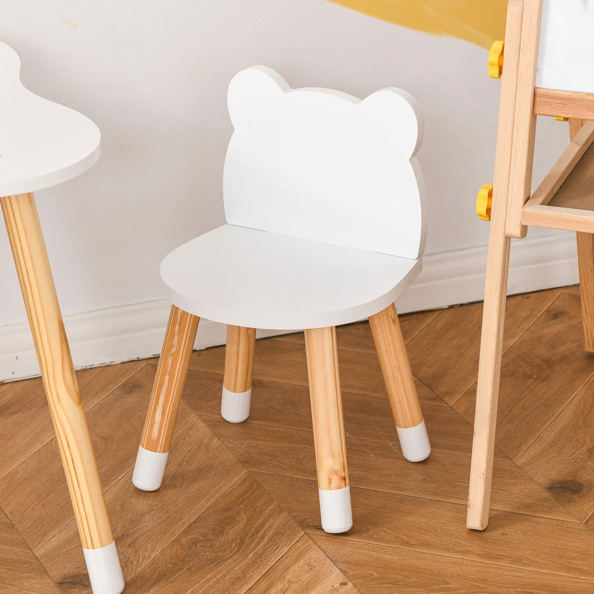 White Wooden Kids Table and 2 Chairs Set K13948