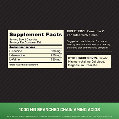 1000mg BCAA Amino Acids Capsules, 200 Count G448