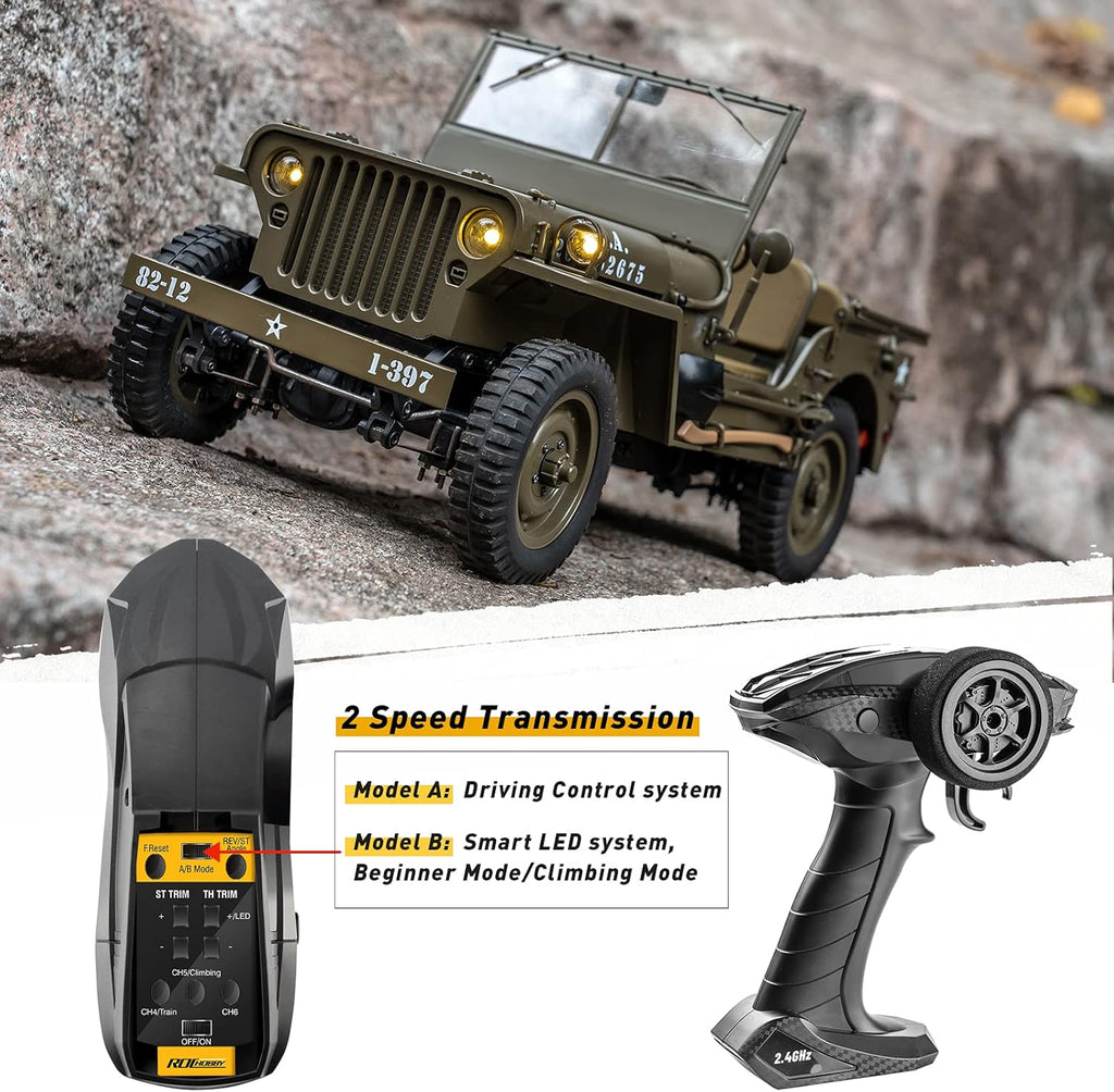 1/12 1941 MB Scaler RC Jeep 4x4 RTR RC Rock Crawler Military O343665