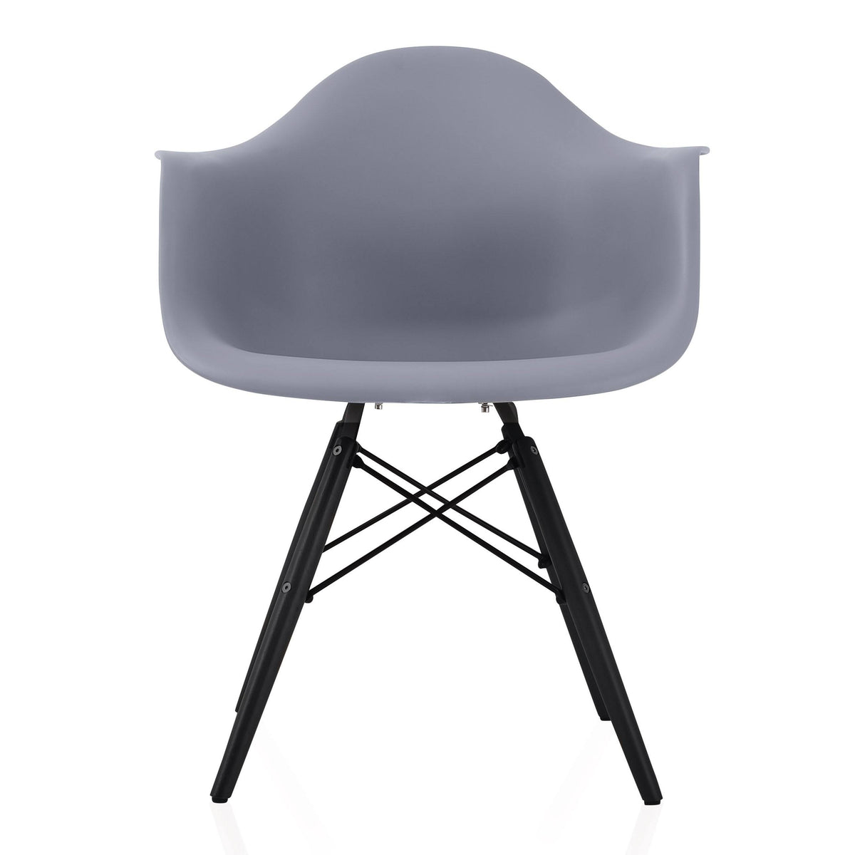 Dark Grey Molded Plastic Dining Arm Chair with Black Wood Legs (Set of 4) O9036