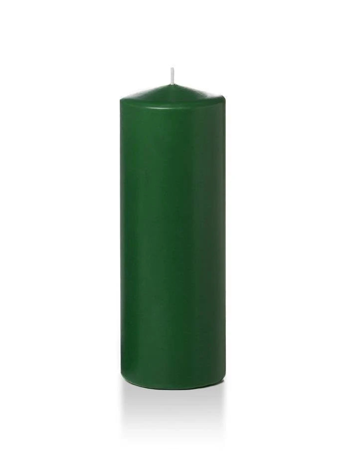 12 Pc Hunter Green Pillar Candles F948