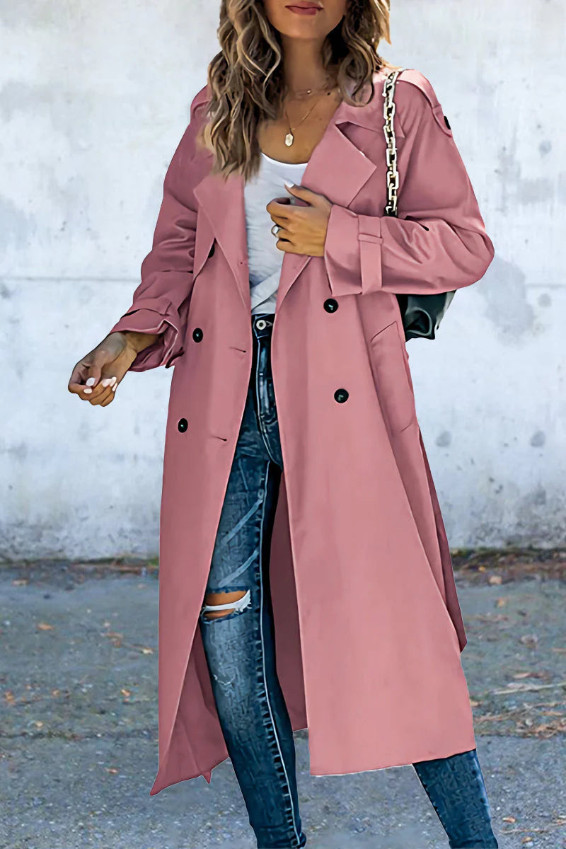 Solid Patchwork Turndown Collar Outerwear Y216