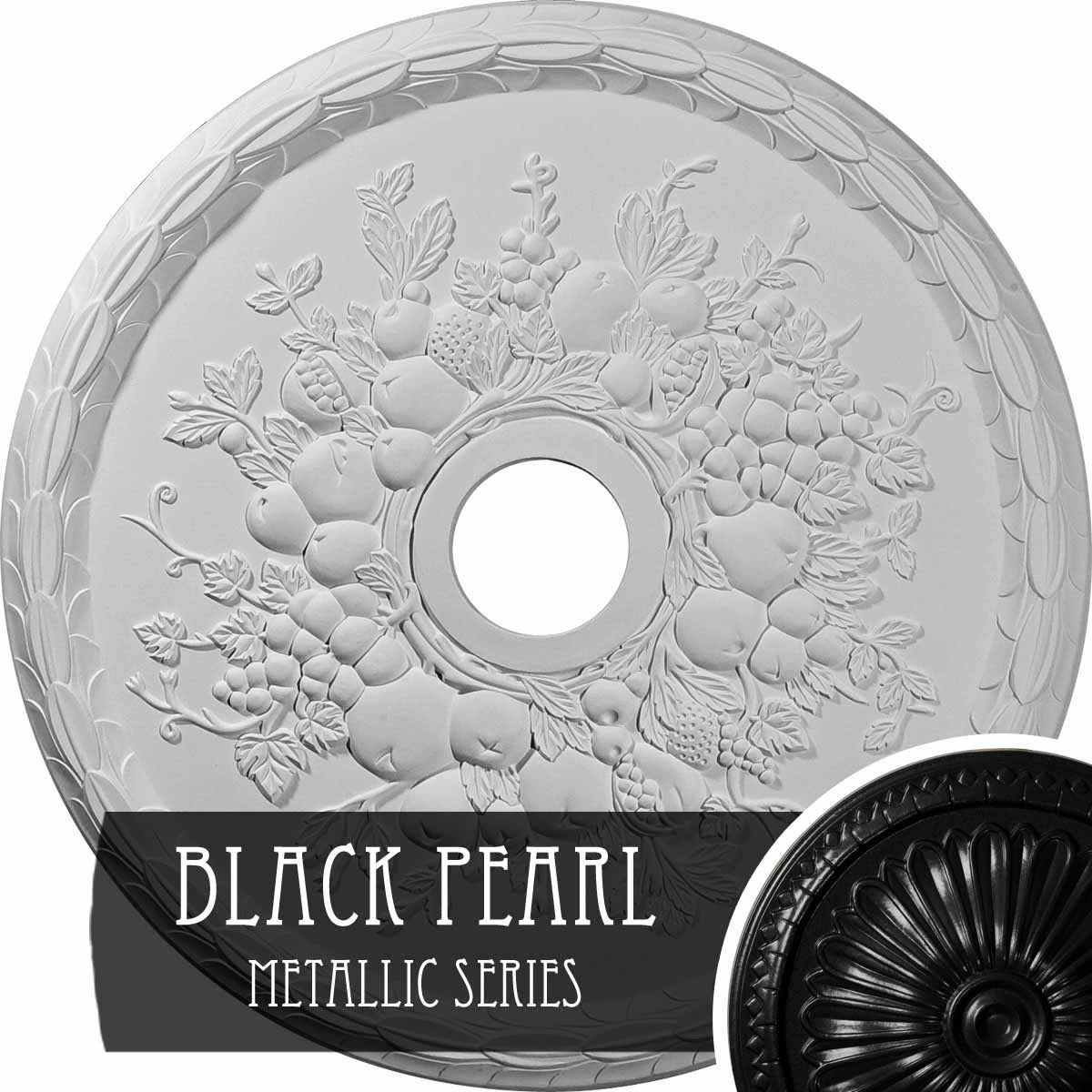 Hand-Painted Black Pearl Ceiling Medallion D386