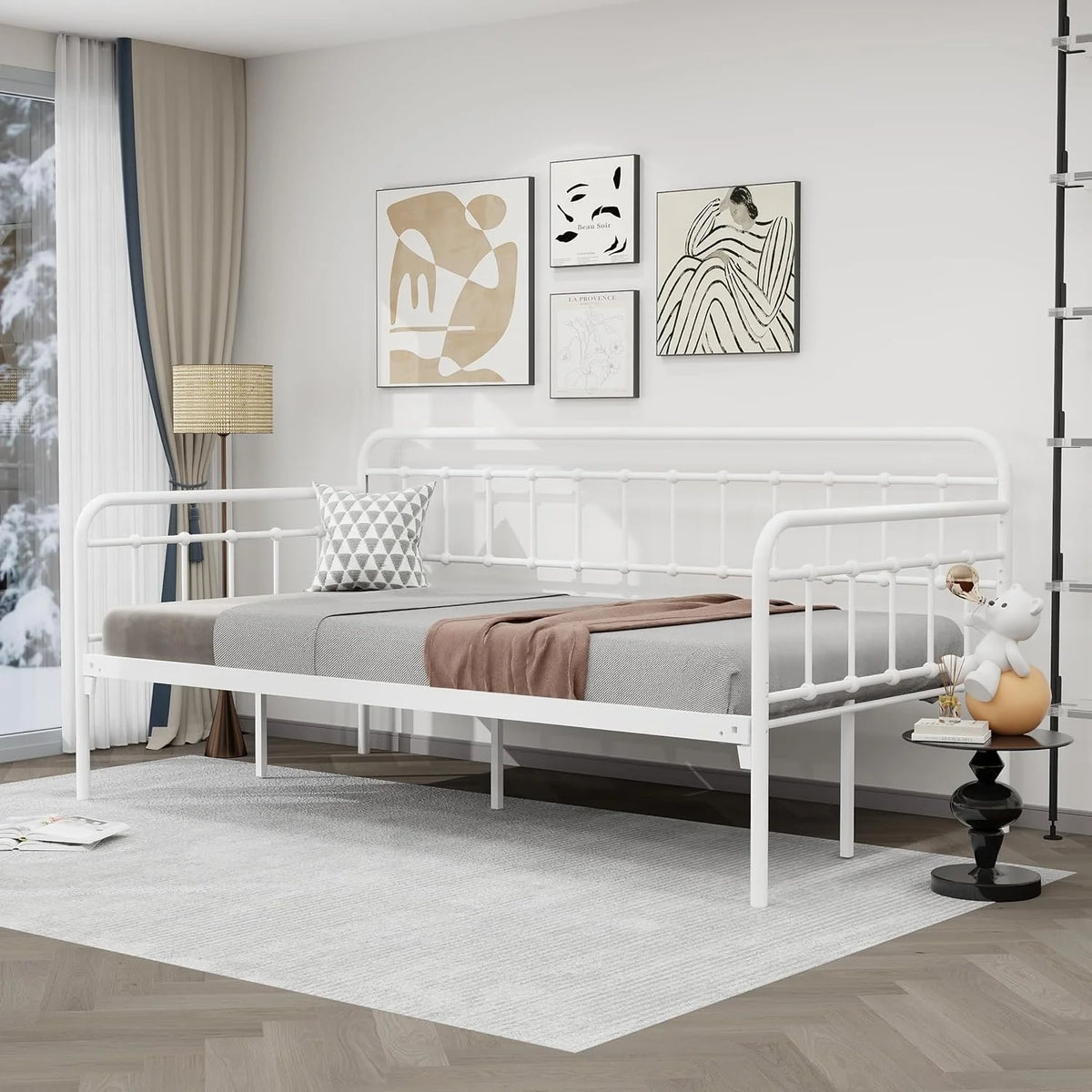 White Metal Twin Daybed Frame E538