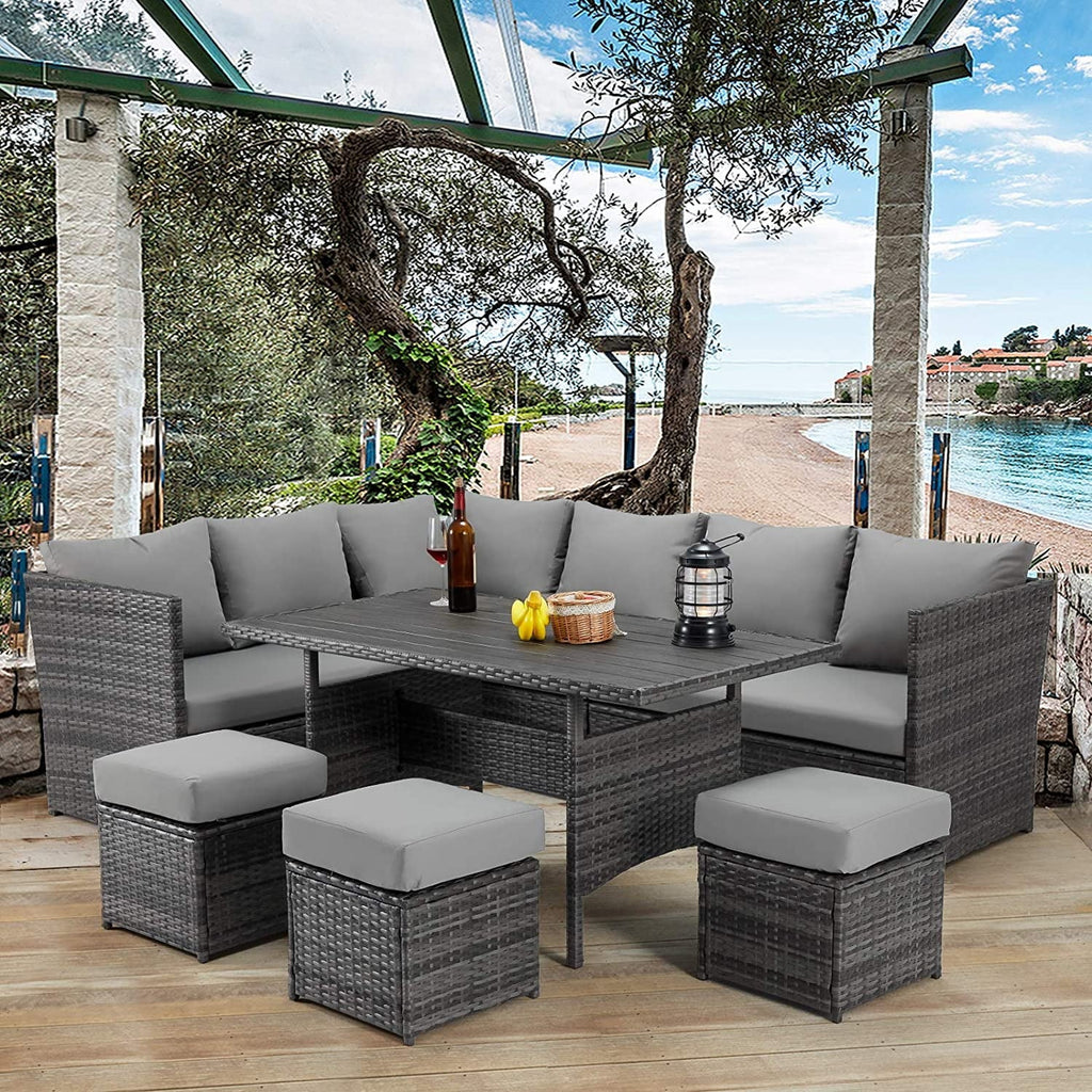 7 Piece Outdoor Sectional Sofa Rattan Wicker Dining Furniture C780