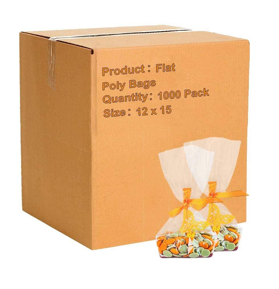 1000 Pack Clear Flat Poly Bags 2 Mil N50758