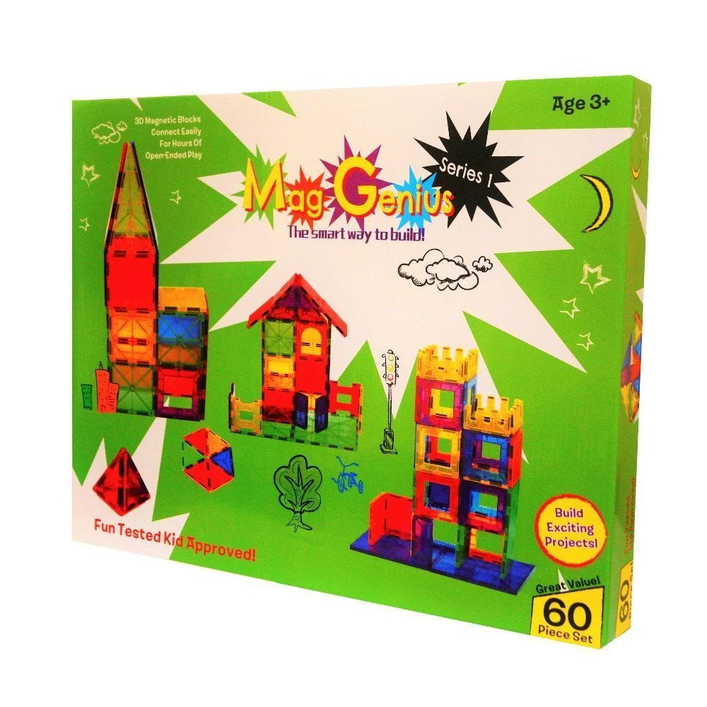Clear Colors 3D Magnetic Building Blocks Set of 60 Pieces P31225