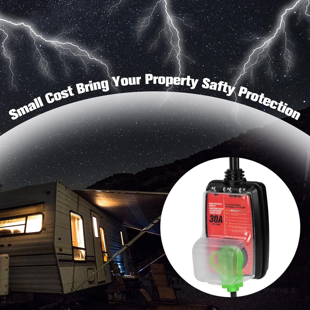 RV Surge Protector 30 Amp Circuit Analyzer with Waterproof Cover, Pack of 2 D215