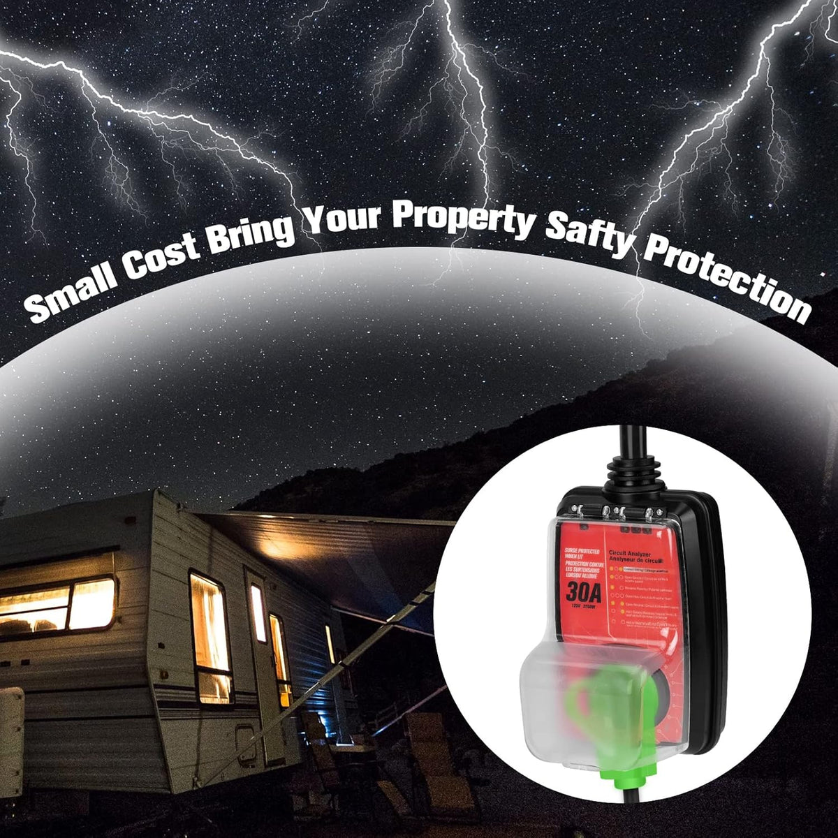RV Surge Protector 30 Amp Circuit Analyzer with Waterproof Cover, Pack of 2 D215