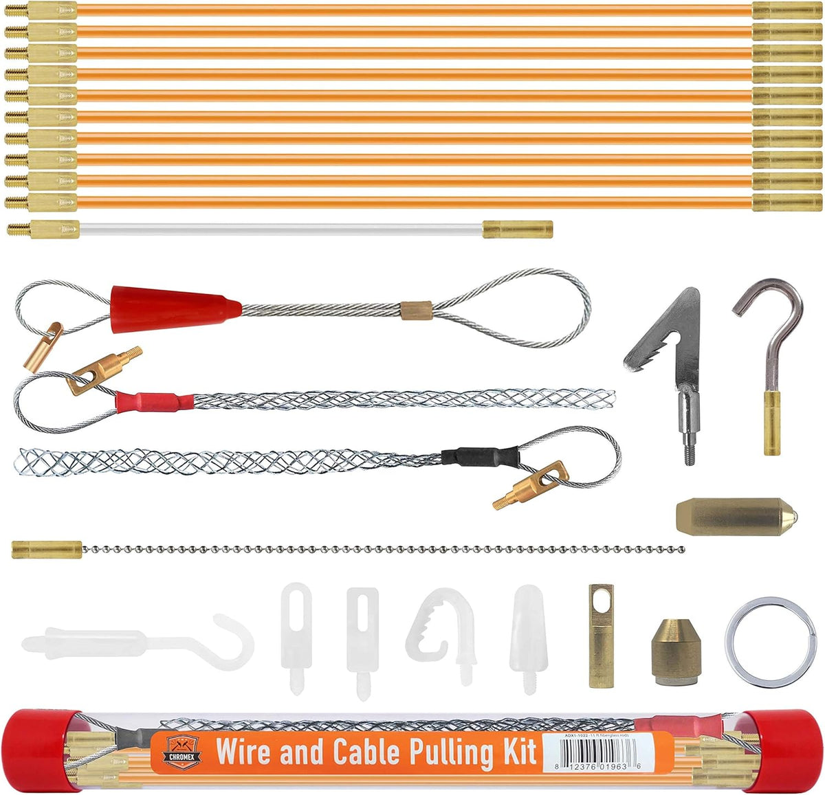 33 Foot Wire and Cable Pulling Kit with 19 Multi-function Attachments P60709