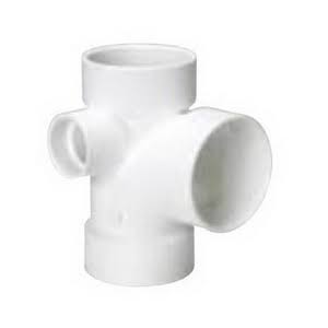 3 in. x 3 in. x 3 in. x 2 in. PVC Sanitary Tee with Left Side Inlet C118096