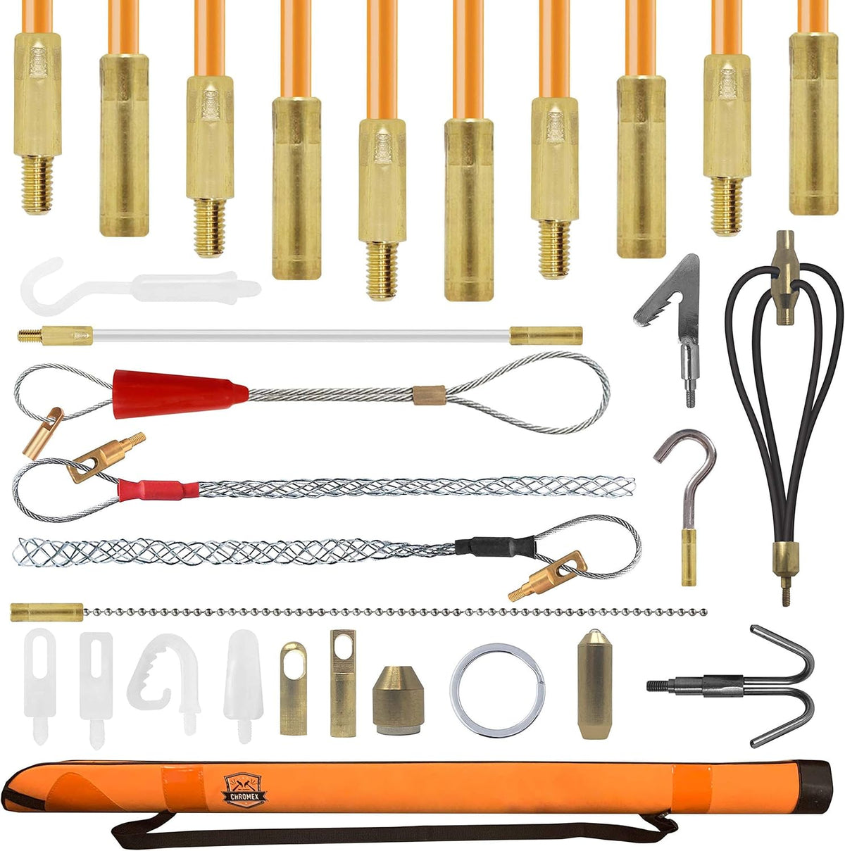 33 Foot Wire and Cable Pulling Kit with 19 Multi-function Attachments P60709