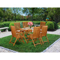 7 Pc Acacia Wood Outdoor Table and Chairs Y443