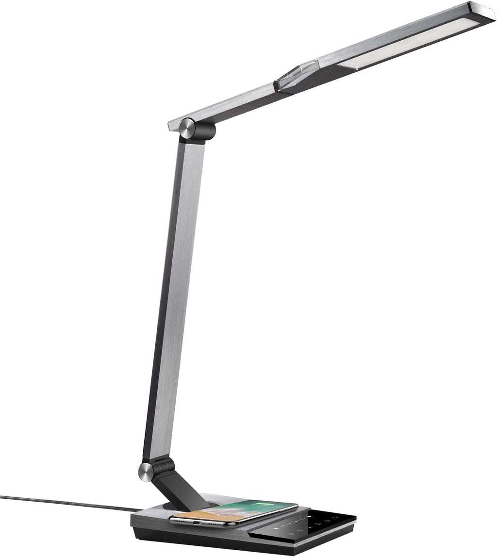 Metal LED Desk Lamp with Fast Wireless Charger, 5V/2A USB Port, Touch Control J4605