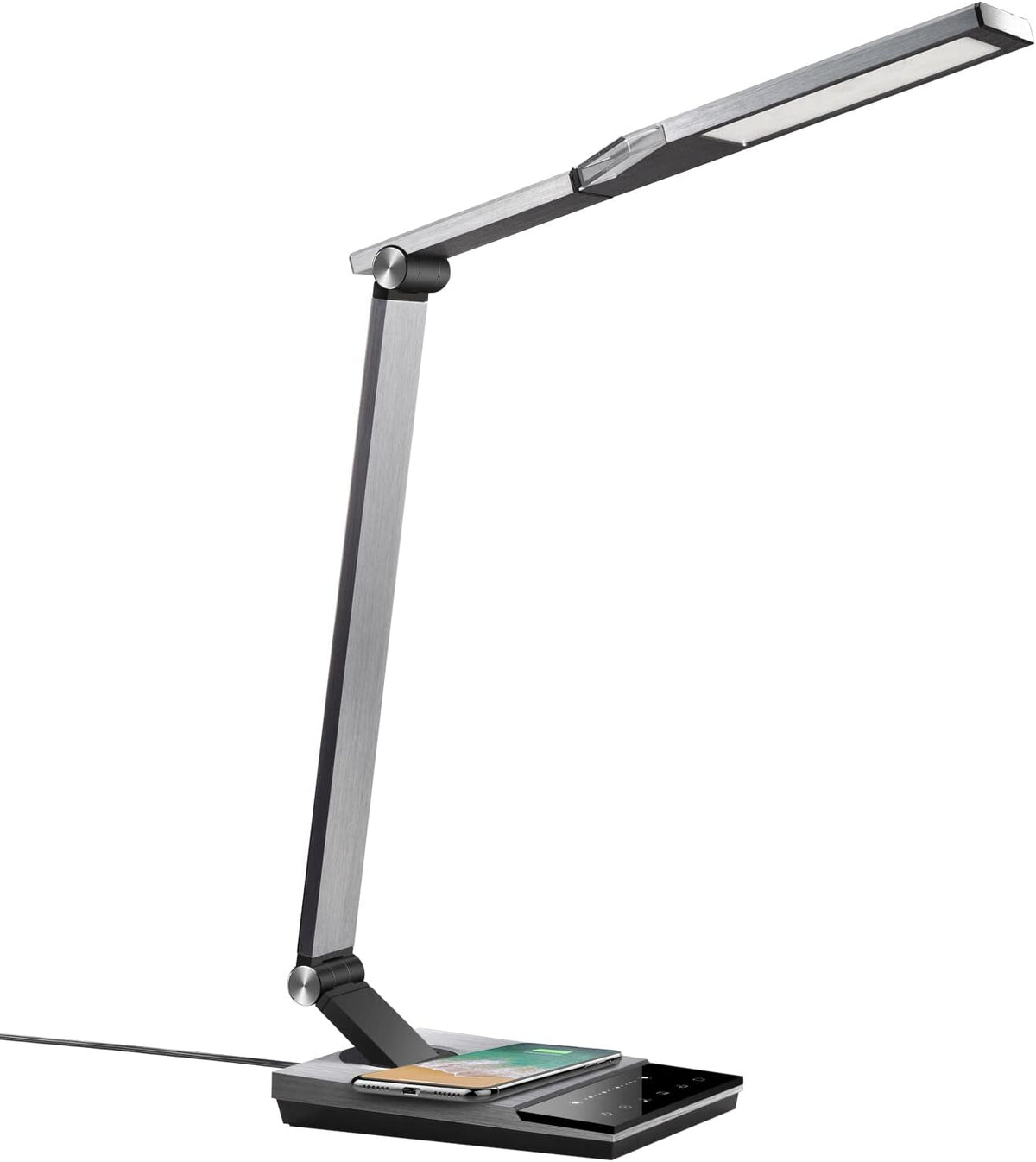 Metal LED Desk Lamp with Fast Wireless Charger, 5V/2A USB Port, Touch Control J4605
